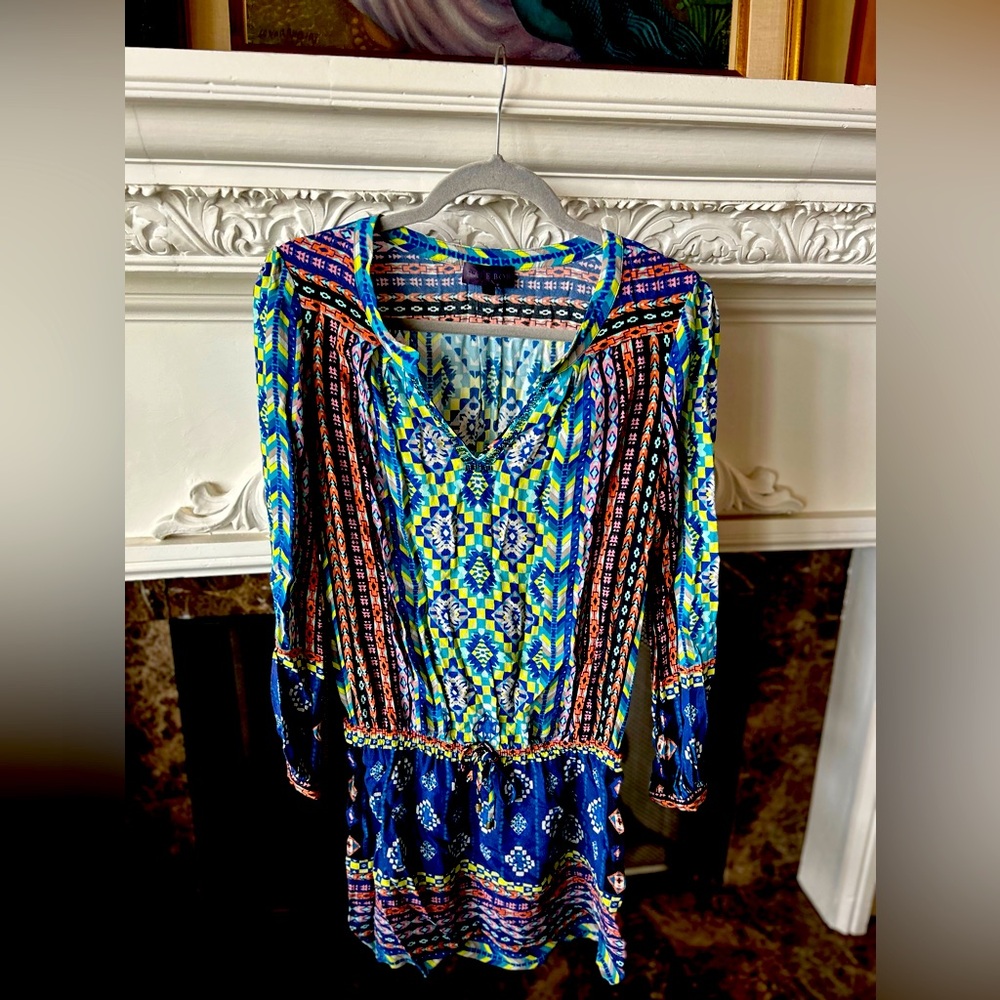 Hale Bob multicolored jersey mini dress with drawstring waist